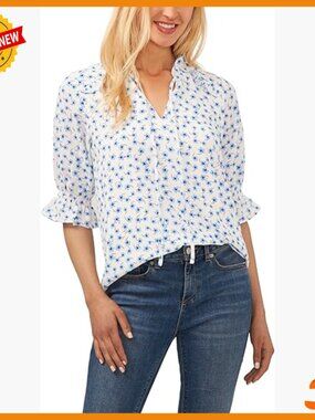 Split Neck Elbow Sleeve Top, Lightweight Stretch Fabric, Versatile Blouse